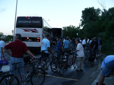 Boarding the bus in Lenexa