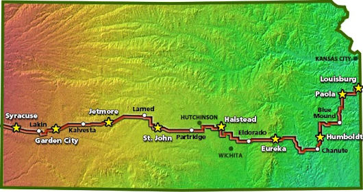 Biking Across Kansas 2009 Route