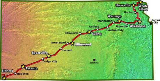 Biking Across Kansas 2014 Route. Image courtesy bak.org.