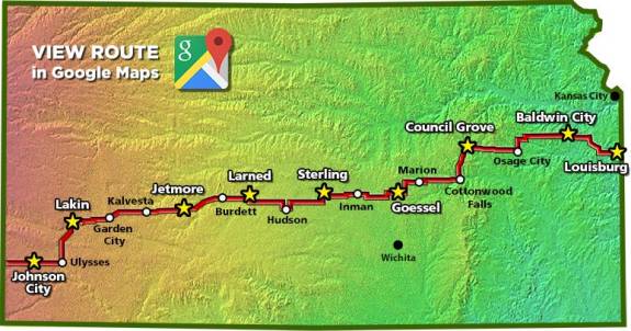 Biking Across Kansas 2015 Route. Image courtesy bak.org.