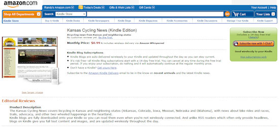 Kansas Cyclist On The Amazon Kindle