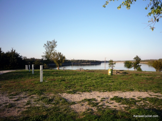 Garnett Cedar Valley Reservoir - RV Campsites - These are some of the RV campsites at Cedar Valley Reservoir near Garnett, Kansas. Each includes electric hookups and a picnic table, with no water available. Tenters may camp here, or at one of the non-utility campsites nearer the lake.