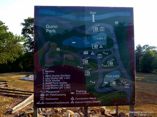 Gunn Park - Map - This sign at the entrance to Gunn Park shows a map of the park. The tent camping area is in RV Park/Camping area in the center of the park.