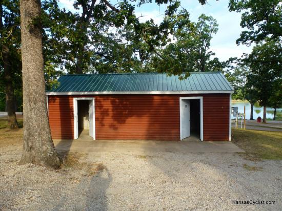 Gunn Park - Restrooms - These are the restrooms at Gunn Park. Facilities include flush toilets and sinks. No showers. The restrooms are located just behind the RV campsites, and a couple hundred feet from the tent camping area.