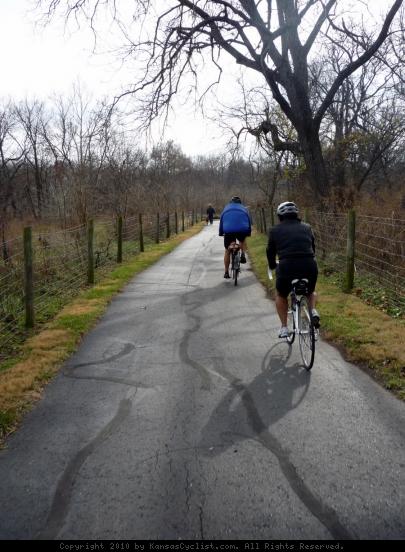 Bicyclists on the Mill Creek Streamway in Olathe, Kansas - Bicyclists and pedestrians enjoy the Mill Creek Streamway in Olathe, Kansas.