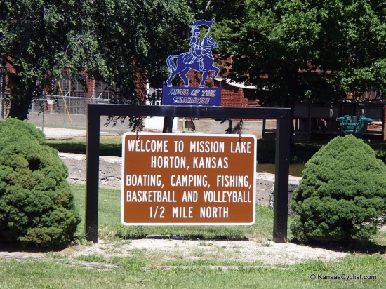 Mission Lake - Entrance Sign - This is the entrance sign for Mission Lake in Horton, Kansas. The entrance to the lake is located off Wilson Drive on the northeast edge of Horton, off US-73 highway.