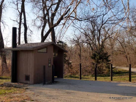 Pottawatomie State Fishing Lake No. 1 - Restroom - This is the restroom at Pottawatomie State Fishing Lake No. 1, a single-stall unisex facility with no running water.