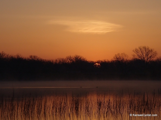Santa Fe Lake - Sunrise - Sunrise at Santa Fe Lake can be beautiful, with waterfowl and reeds in the water.