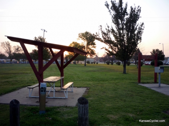 Santa Fe Safari Campground - Tent Area - This is the tent camping area at the Santa Fe Safari Campground in Chanute, Kansas. There is a picnic table, electricity, water, and ample grass for pitching a tent.