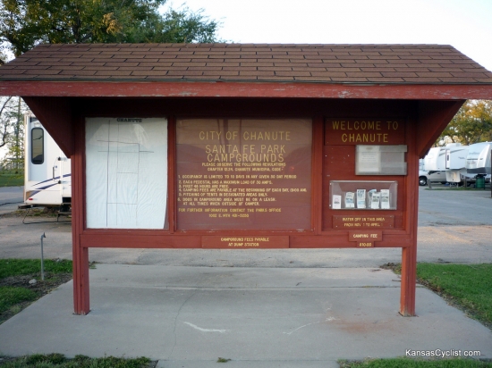 Santa Fe Safari Campground - Sign - This signat the Santa Fe Safari Campground in Chanute, Kansas lists the rules and regulations for the campground.