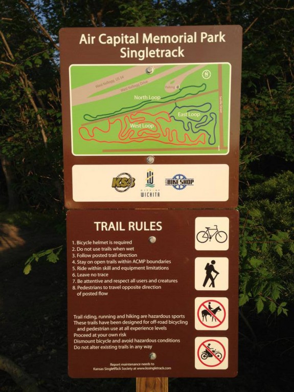 Air Capital Memorial Park Singletrack Map Sign