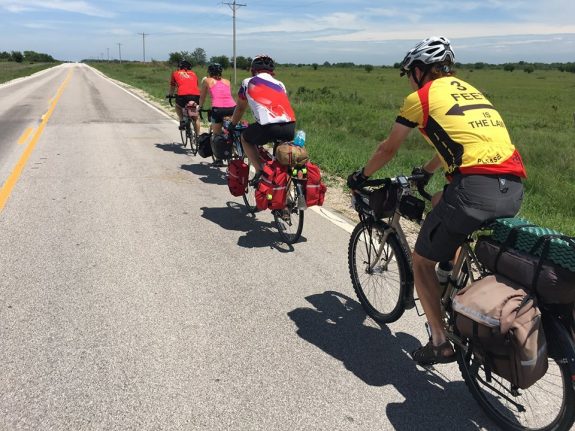 Our group formed a pace line heading east out of Leroy. A pace line is seldom used when bike touring, but it can be a handy technique to handle a stiff headwind.