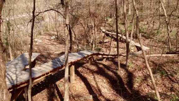 A long section of elevated trails at Slaughter Pen Hollow.