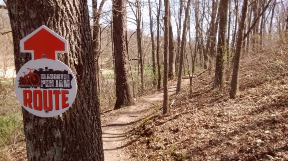 Part of the Slaughter Pen Jam event route at the Slaughter Pen Hollow Trails.